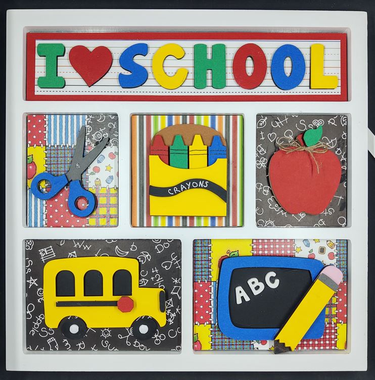 I Love School Shadowbox Insert