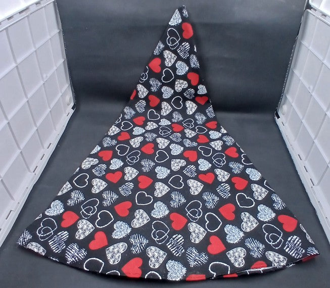 Gnome Hat - Valentines Black with White Hearts