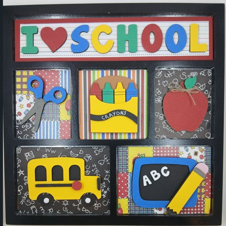 I Love School Shadowbox Insert