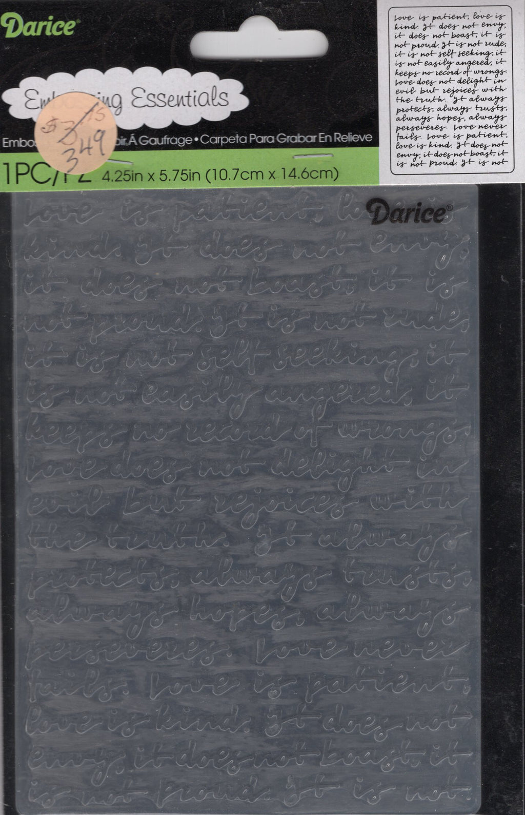 Darice Script Background Embossing Folder