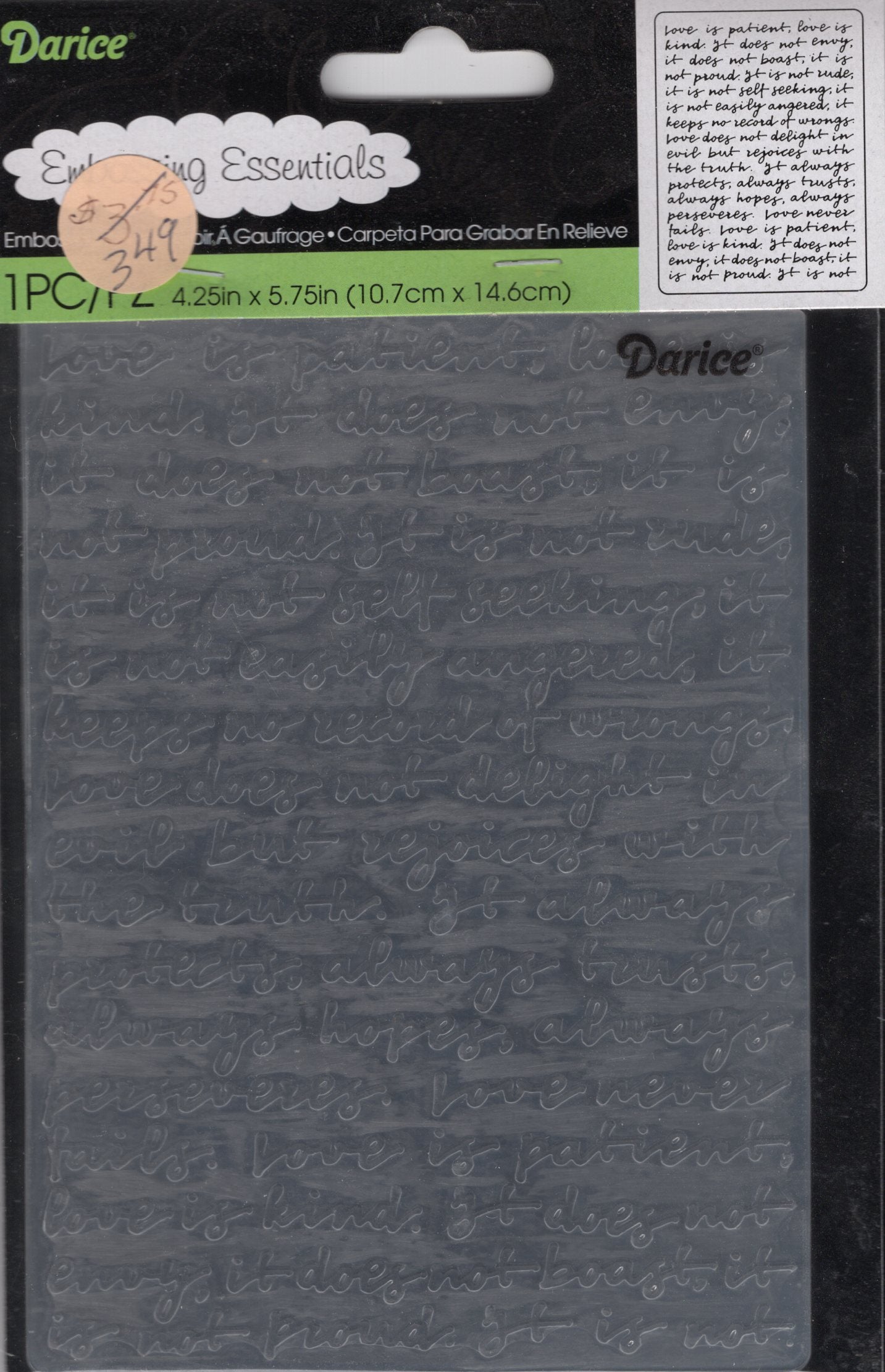 Darice Script Background Embossing Folder